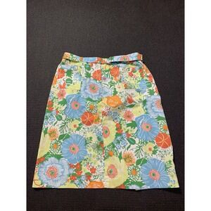 Talbots Skirt Floral Colorful Stretch  Pockets Straight‎ Belt Tropical Work Sz 6
